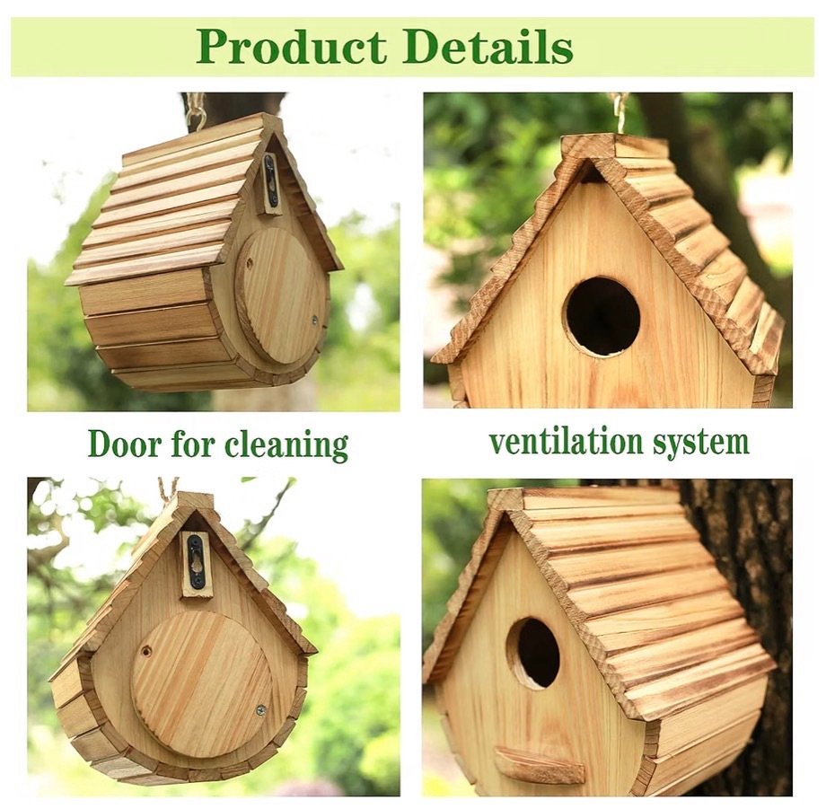 Nice wood bird house that hangs and is affordable 