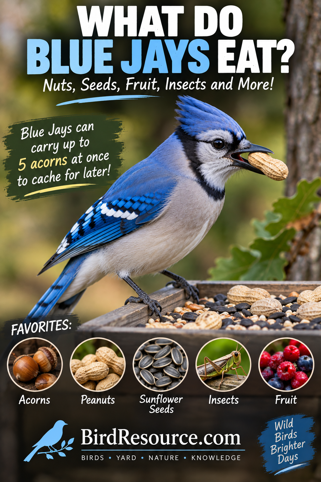 What Do Blue Jays Eat? From Acorns to Backyard Feeders
