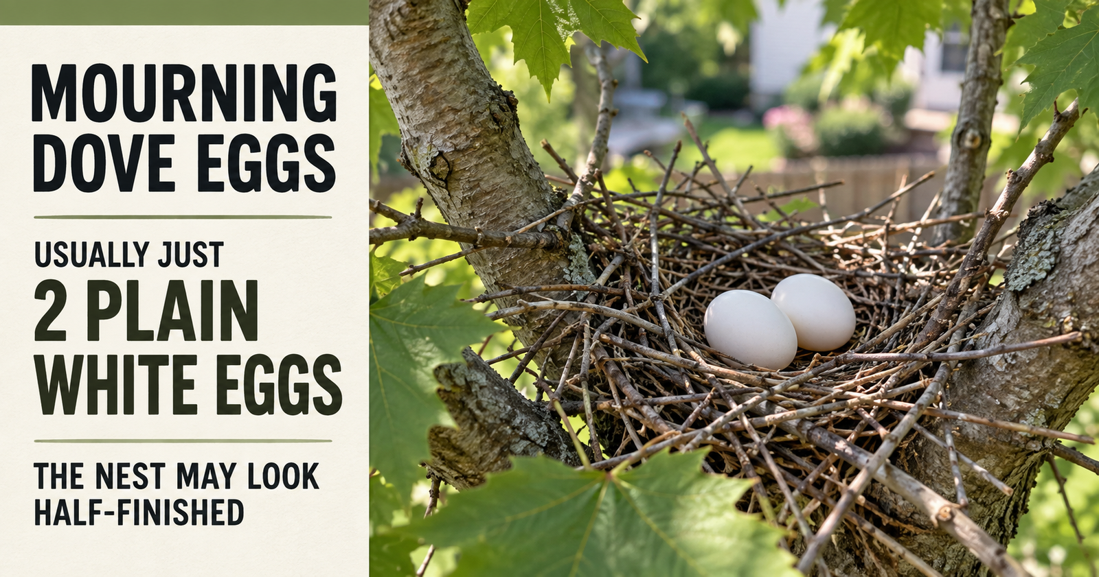 What Do Mourning Dove Eggs Look Like? Usually Just Two White Eggs